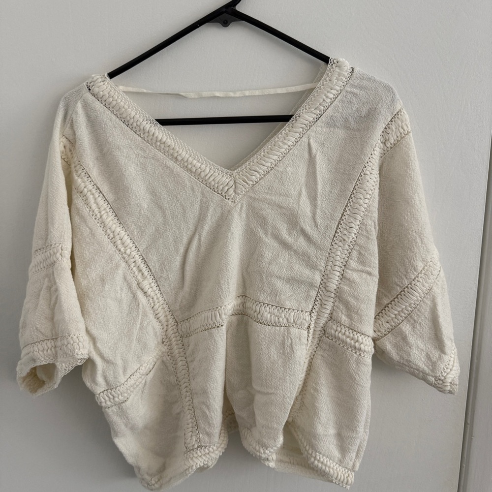 O’Neill Cotton Cropped White Cream Top Size Large